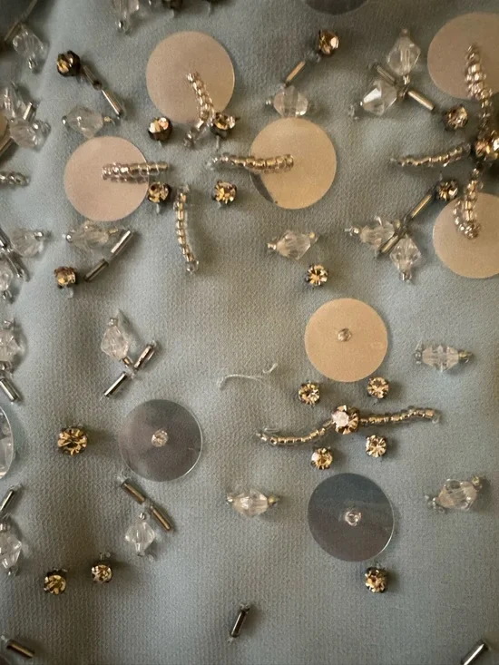 Oh Polly Strapless Embellished Light Blue Two-Piece Gown - Picture 15 of 16